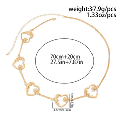 Golden Heart-Link Waist Chain – Elegant Crystal Body Belt