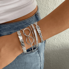 Silver Infinity Stack Bracelet Set