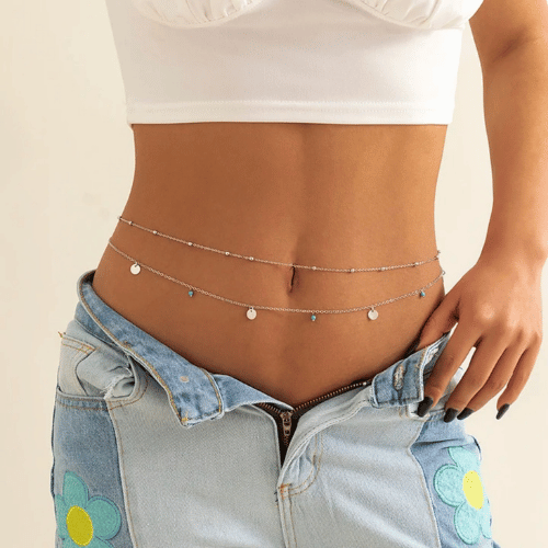 Golden Drop Charm Waist Chain – Ethnic Belly Chain for Women