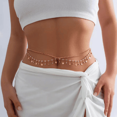 Golden Drop Charm Waist Chain – Ethnic Belly Chain for Women