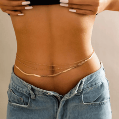 Sleek Silver Layered Waist Chain