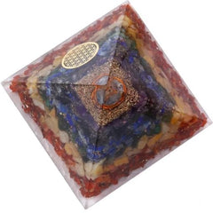 7 Chakra Orgonite Pyramid for Reiki Healing – Energy Generator with Flower of Life Symbol for Protection & Meditation