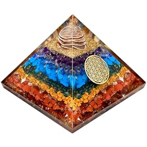7 Chakra Orgonite Pyramid for Reiki Healing – Energy Generator with Flower of Life Symbol for Protection & Meditation