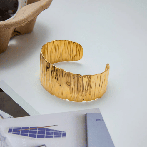 Textured Gold Cuff Bracelet