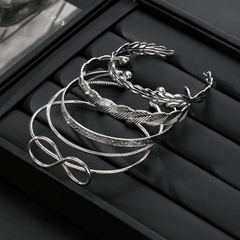 Silver Infinity Stack Bracelet Set