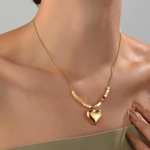 Golden Heart Charm Necklace