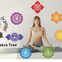7 chakra crystal tree with meditation woman chakra energy symbols feng shui home decor healing gemstone tree BINSFASHION