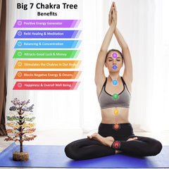 7 chakra crystal tree with meditation woman chakra energy symbols feng shui home decor healing gemstone tree BINSFASHION