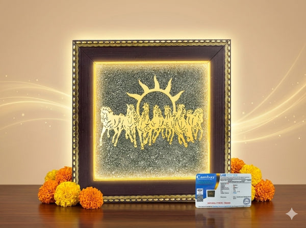 7 horses pyrite frame for wealth prosperity and financial success