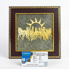 7 running horses pyrite frame vastu wall decor for home prosperity wealth success golden horse painting for living room BINSFASHION