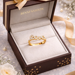 Elegant Gold “Love” Diamond Finger Ring
