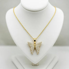 Golden Butterfly Crystal Pendant Necklace