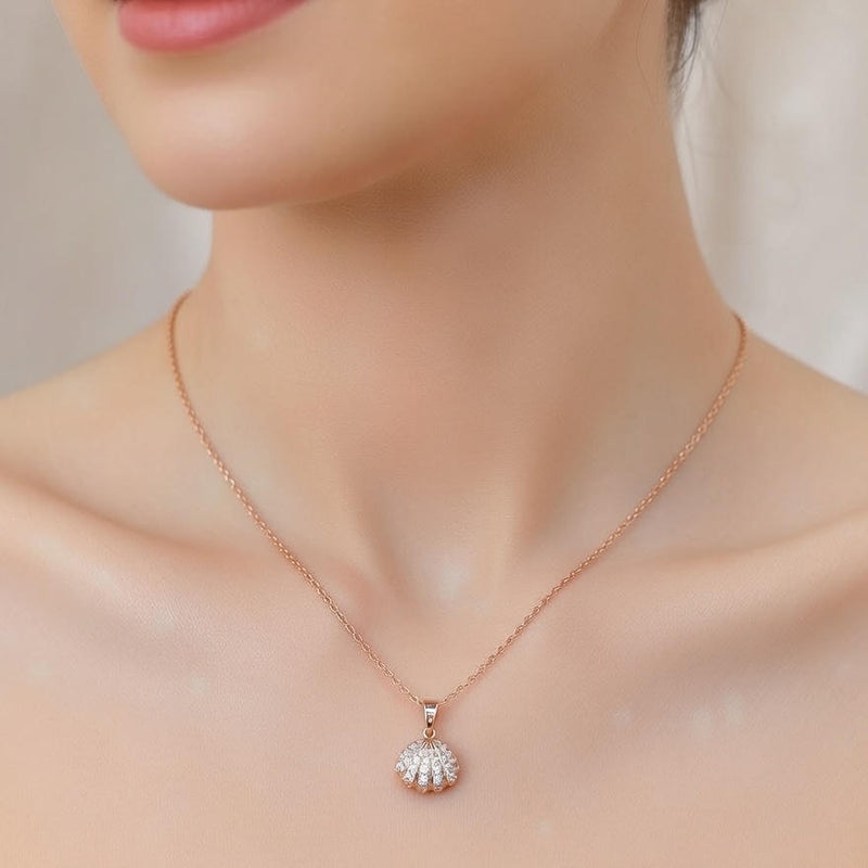 Elegant Pearl Shell Pendant Necklace – Gold Finish