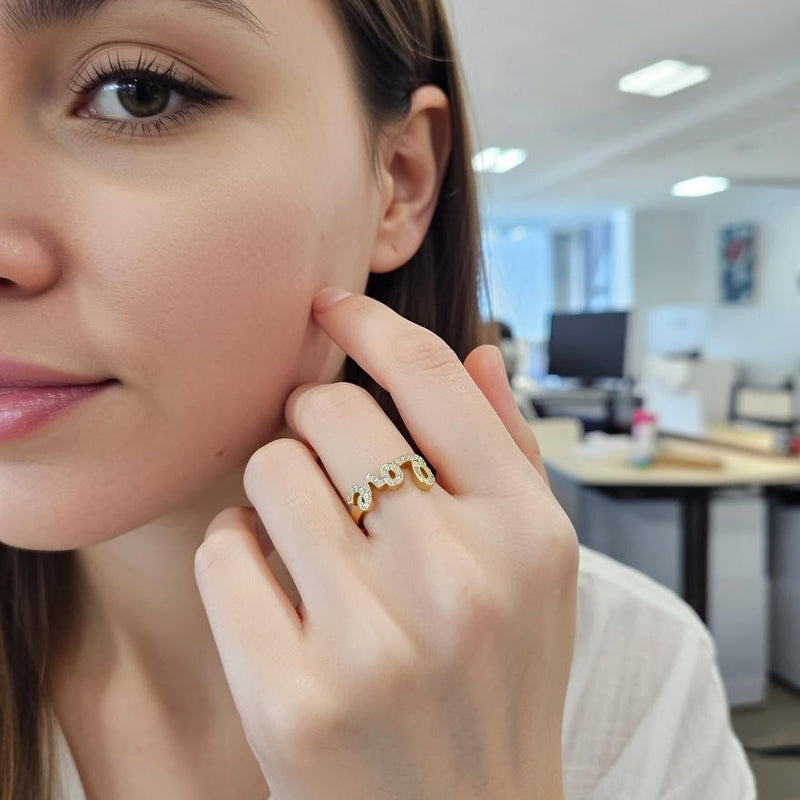 Elegant Gold “Love” Diamond Finger Ring