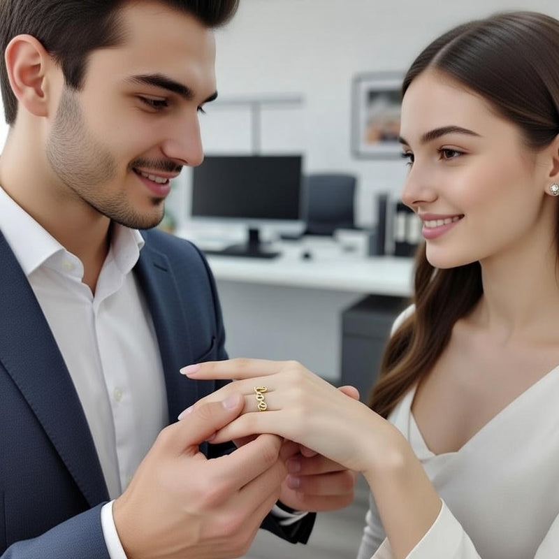Elegant Gold “Love” Diamond Finger Ring