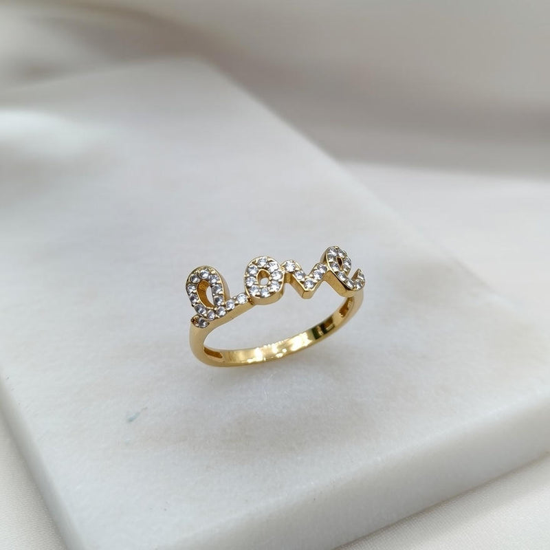 Elegant Gold “Love” Diamond Finger Ring