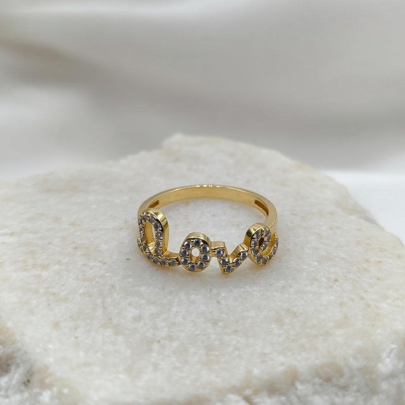 Elegant Gold “Love” Diamond Finger Ring