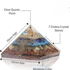 7 Chakra Orgonite Pyramid for Reiki Healing – Energy Generator with Flower of Life Symbol for Protection & Meditation