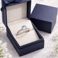 Elegant Silver Blue Solitaire Diamond Ring