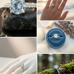 Elegant Silver Blue Solitaire Diamond Ring