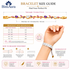 BinsAura Tulip Bracelet – Premium Gold Plated Multicolor Stone Bracelet for Women | Elegant Party & Daily Wear