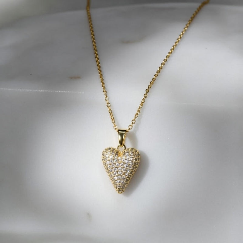 Radiant Heart Crystal Pendant Necklace