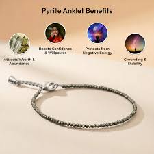 Pyrite Anklet for Women – Natural Healing Crystal Chain for Wealth, Protection & Positive Energy
