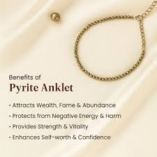 Pyrite Anklet for Women – Natural Healing Crystal Chain for Wealth, Protection & Positive Energy