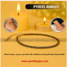 Pyrite Anklet for Women – Natural Healing Crystal Chain for Wealth, Protection & Positive Energy