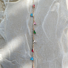 Multicolour Geometric Crystal Charm Bracelet with Premium Gold Finish – Anti-Tarnish