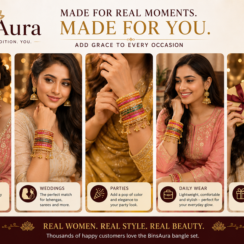 Kashmiri Multi-Color Glass ghungroos Bangle Set with Traditional Golden Jhumka Earrings & Luxury Gift Box (Free earrings + free bangle box )