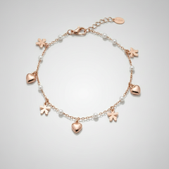 Butterfly & Heart Charm Pearl Anklets