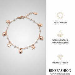 Butterfly & Heart Charm Pearl Anklets