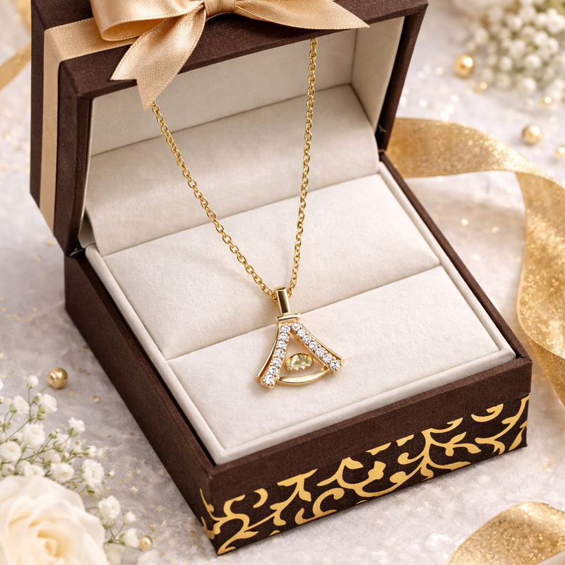 Elegant Crystal Arch Pendant Necklace