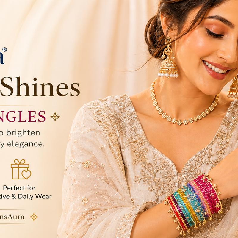 Kashmiri Multi-Color Glass ghungroos Bangle Set with Traditional Golden Jhumka Earrings & Luxury Gift Box (Free earrings + free bangle box )