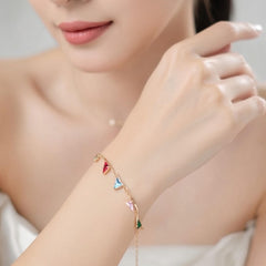 Multicolour Geometric Crystal Charm Bracelet with Premium Gold Finish – Anti-Tarnish