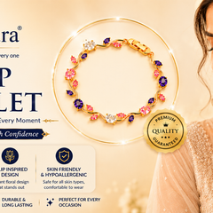 BinsAura Tulip Bracelet – Premium Gold Plated Multicolor Stone Bracelet for Women | Elegant Party & Daily Wear