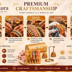 Kashmiri Multi-Color Glass ghungroos Bangle Set with Traditional Golden Jhumka Earrings & Luxury Gift Box (Free earrings + free bangle box )