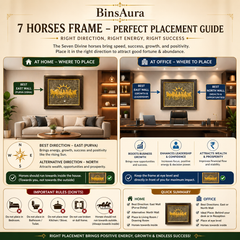 7 Running Horses Pyrite Frame Vastu Wall Decor – Wealth, Success & Career Growth Feng Shui Horse Painting for Home & Office