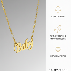 Baby Script Pendant Necklace – Elegant Gold-Finish Name Chain for Women & Girls