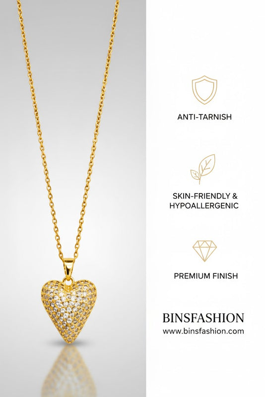 Radiant Heart Crystal Pendant Necklace
