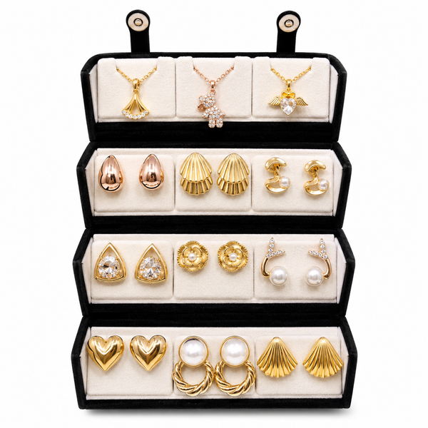 BinsAura 12 Pair Earrings Combo Set for Women | Stylish Gold Plated Studs & Drops | Lightweight Daily Wear Jewelry | Perfect for Girls & Women | Gift Combo Pack