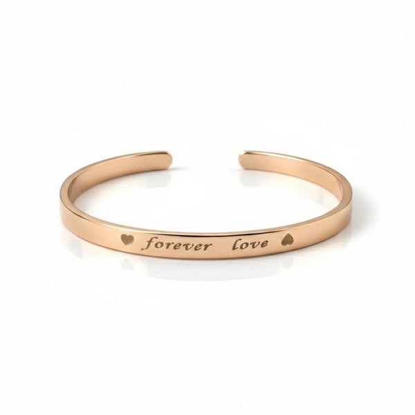 Forever Love Engraved Cuff Bracelet (Gold & Silver Plated)