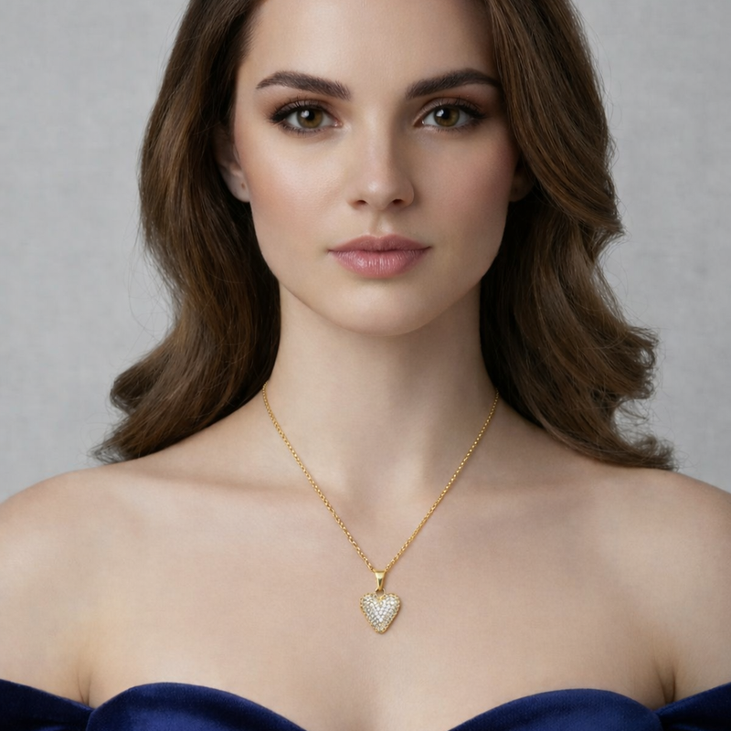 Radiant Heart Crystal Pendant Necklace