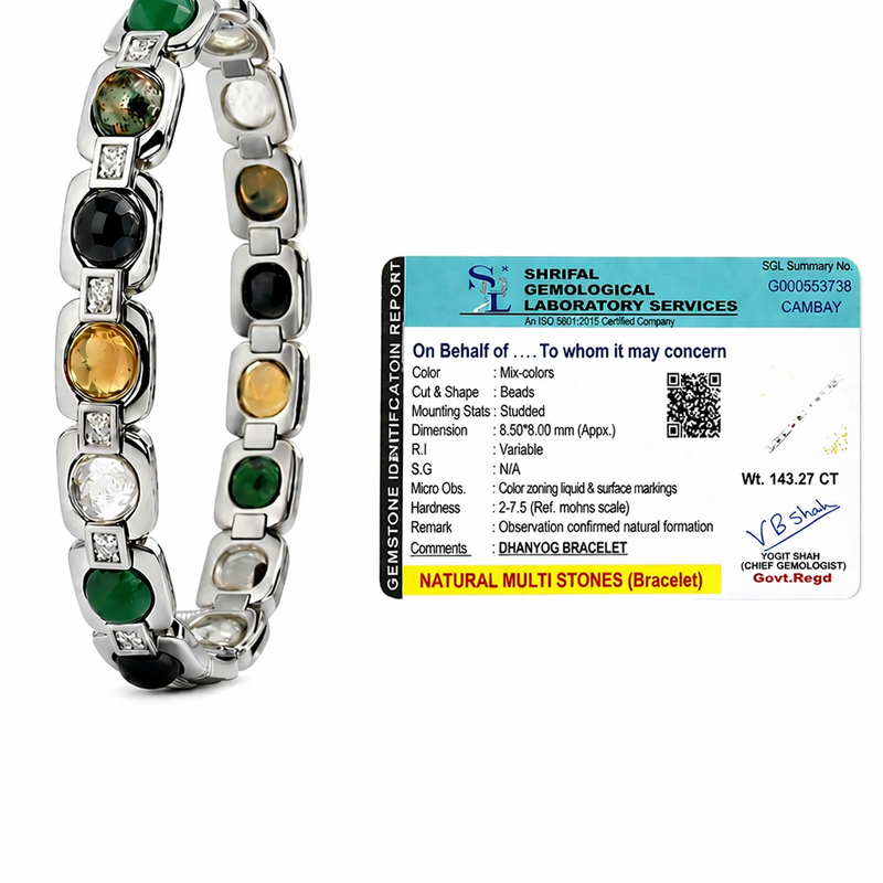 Premium Navratna Bracelet |Natural Gemstone Bracelet for Men & Women